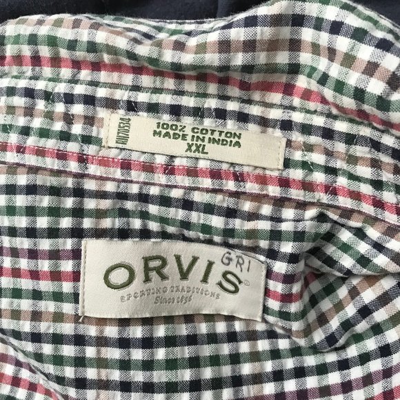 Orvis Seersucker Gingham Plaid Shirt - Picture 3 of 6